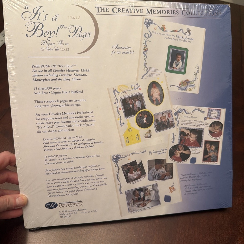 New Creative Memories It's a Boy 12X12 Album Pages (15 Sheets-30 Pages) 2002